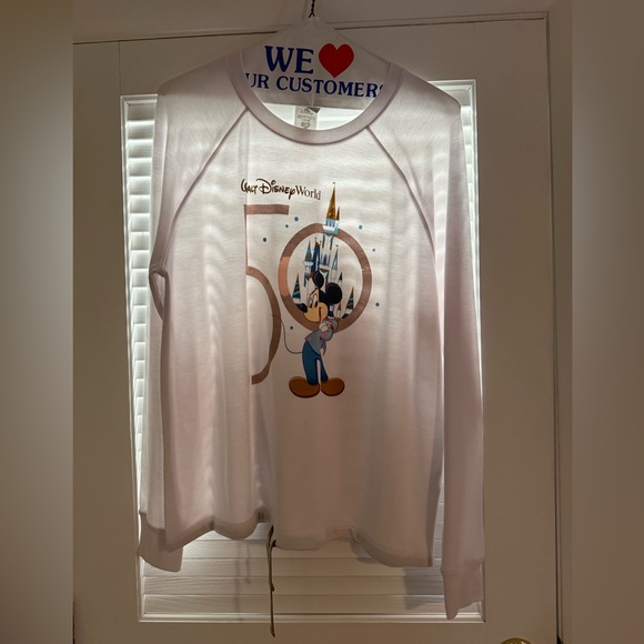 Disney Women’s  White Long Sleeve Tee with Mickey Mouse - Picture 2 of 3